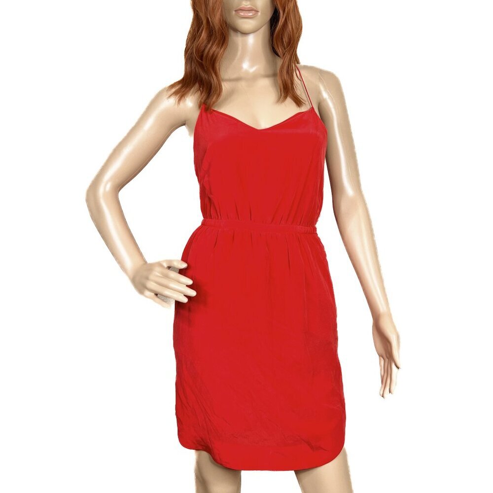 Madewell Starview Silk Sleeveless Cami Slip Dress Red Orange Size 2 - NWOT - Picture 2 of 8